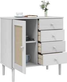 vidaXL Ντουλάπι SENJA Λευκό / Όψη Ρατάν 80x40x80 εκ. Μασίφ Ξύλο Πεύκου