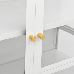 vidaXL Ντουλάπα Βιτρίνας Λευκή 90 x 40 x 180 εκ. Ατσάλι / Ψημένο Γυαλί