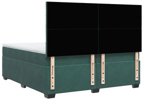 Κρεβάτι Boxspring με Στρώμα Σκούρο Πράσινο 200x200εκ. Βελούδινο - Πράσινο