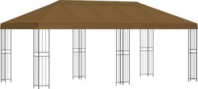 vidaXL Κιόσκι με Πλαϊνές Τοίχους 6 x 3 m Taupe Πολυεστέρας και Χάλυβας