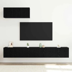 vidaXL 3 Επίπεδα Ντουλάπα Τηλεόρασης Τοίχου Μαύρο Δρυς Ξύλο
