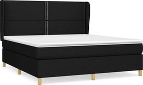 vidaXL Κρεβάτι Boxspring με Στρώμα Μαύρο 180x200 εκ. Υφασμάτινο