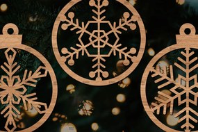 Σετ των 3 Intra απο ξύλο plywood 3mm-4mm πάχος 3 Στρογγυλό στολίδι με νιφάδα χιονιού Δίασταση 8x8 cm INTRAFABR-106186154