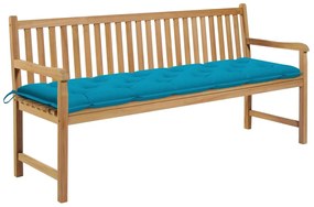 vidaXL Παγκάκι Κήπου 175 εκ. από Μασίφ Ξύλο Teak με Γαλάζιο Μαξιλάρι