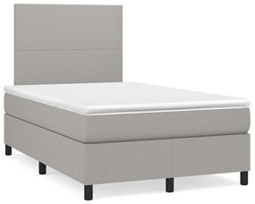 vidaXL Κρεβάτι Boxspring με Στρώμα & LED Αν.Γκρι 120x190εκ. Υφασμάτινο