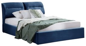 Κρεβάτι Kendra HM565.18 Με Αποθηκευτικό Χώρο Για Στρώμα 160x200cm Βελούδινο Blue Διπλό Βελούδο
