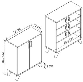 Ντουλάπι κουζίνας/μπάνιου - Παπουτσοθήκη Lilly Megapap χρώμα λευκό 72x32,5x88εκ.