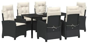 vidaXL Σέτ φαγητού για κήπο 7 pcs Μαύρο συνθετικό ρατάν