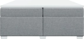 vidaXL Κρεβάτι Boxspring με Στρώμα Ανοιχτό Γκρι 200x200 εκ. Υφασμάτινο