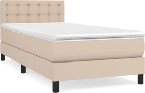 vidaXL Κρεβάτι Boxspring με Στρώμα Καπουτσίνο 90x200εκ.από Συνθ. Δέρμα