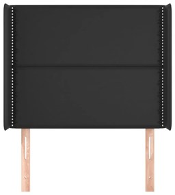 Κεφαλάρι με Πτερύγια Μαύρο 83x16x118/128 εκ. Συνθετικό Δέρμα 3119512