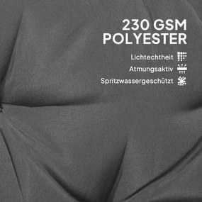 Outsunny Σετ Μαξιλαριών Εξωτερικού Χώρου για Πάγκο ή Κούνια Hollywood, Δίχρωμο, Πολυεστέρας, Αφρός, 180 x 110 x 8 cm, Σκούρο Γκρι