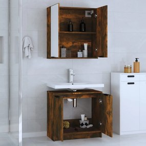 vidaXL Σετ Επίπλων Μπάνιου 2 Τεμαχίων Καπνιστή Δρυς Επεξεργασμένο Ξύλο