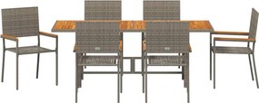 vidaXL Σέτ φαγητού για κήπο 7 pcs Γκρι συνθετικό ρατάν