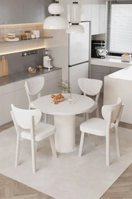 Stewehome Σετ Στρογγυλής Τραπεζαρίας με 4 Καρέκλες Λευκό/ λευκό 90x90 cm