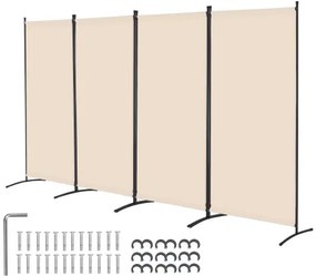 VEVOR Room Divider 4 Panels Fabric Room Privacy Screen for Office Bedroom Beige