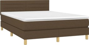 vidaXL Κρεβάτι Boxspring με Στρώμα Σκούρο Καφέ 140x190 εκ. Υφασμάτινο