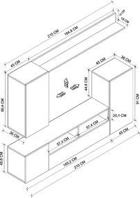 Σύνθεση τηλεόρασης Rodos Megapap χρώμα λευκό 210,2x36x90,4εκ.