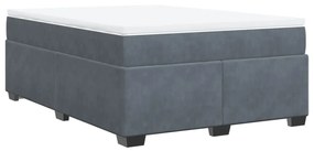 Κρεβάτι Boxspring με Στρώμα Σκούρο Γκρι 160x200 εκ. Βελούδινο - Γκρι