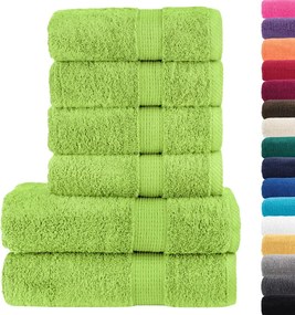 vidaXL Πετσέτες Premium Σετ 6 Τεμ. SOLUND Πράσινη 600 γρ/μ²