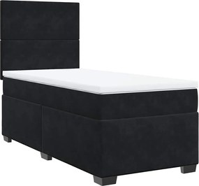 vidaXL Κρεβάτι Boxspring με Στρώμα Μαύρο 90x190 εκ. Βελούδινο