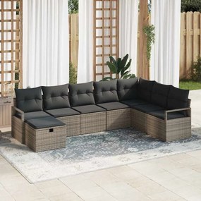 vidaXL Σετ Καναπέ Κήπου 8 pcs Γκρι 287 x 177 x 85 εκ. Πολυ ράταν