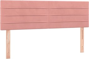 vidaXL Κρεβάτι Boxspring με Στρώμα Ροζ 140x190 εκ. Βελούδινο