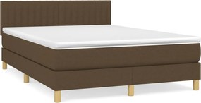 vidaXL Κρεβάτι Boxspring με Στρώμα Σκούρο Καφέ 140x190 εκ. Υφασμάτινο