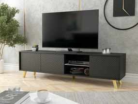 Τραπέζι Tv Merced F100, Μαύρο, Ο αριθμός των θυρών: 3, 175x42x40cm, 33 kg | Epipla1.gr