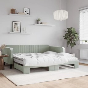 Καναπές Κρεβάτι Συρόμενος Αν. Γκρι 100x200εκ. Βελούδο Στρώματα - Γκρι