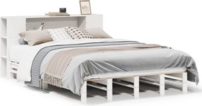 vidaXL Κρεβάτι Βιβλιοθήκη Χωρίς Στρώμα Λευκό 120x200 εκ Μασίφ Πεύκο