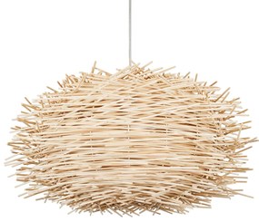 01731 GloboStar® MINORCA 01731 Boho Κρεμαστό Φωτιστικό Ανάρτηση Μονόφωτο 1 x E27 IP20 Μπεζ Ξύλο - Μ60 x Π60 x Y35cm
