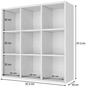 Βιβλιοθήκη Oliver Megapap χρώμα λευκό 97,2x30x97,2εκ.