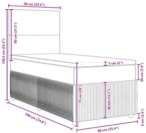 Κρεβάτι Boxspring με Στρώμα Taupe 90x190 εκ.Υφασμάτινο - Μπεζ-Γκρι