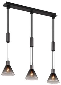 Φωτιστικό Οροφής - Ράγα Stanley 319500332 95x19x80/160cm 3xE27 40W Black-Smoke Trio Lighting