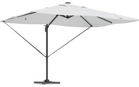 vidaXL Ομπρέλα με Βραχίονα με LED Μπεζ 352x251x265 εκ. Αλουμίνιο