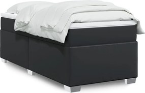 vidaXL Κρεβάτι Boxspring με Στρώμα Μαύρο 80 x 200 εκ. Συνθετικό Δέρμα