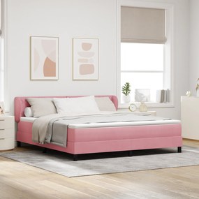 vidaXL Κρεβάτι Box Spring με Στρώμα Ροζ 180x200 cm Βελούδο