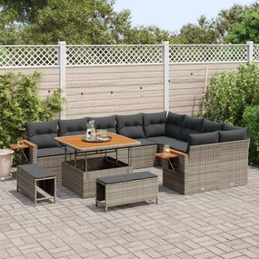 vidaXL Σετ Καναπέ Κήπου 12 pcs Γκρι συνθετικό ρατάν