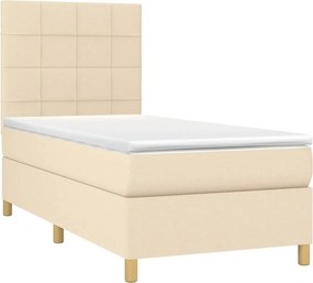 vidaXL Κρεβάτι Boxspring με Στρώμα &amp; LED Κρεμ 80x200 εκ. Υφασμάτινο