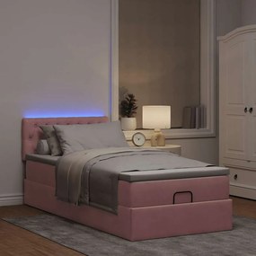 VidaXL Οθωμανικό κρεβάτι με στρώμα & LEDs Ροζ 80x200cm Velvet
