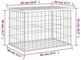 Πάγκος Κήπου Συρματοκιβώτιο 63 x 44 x 42 εκ. Μασίφ Ψευδοτσούγκα - Καφέ