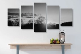 Εικόνα 5 μερών ενός υπέροχου ηλιοβασιλέματος σε ασπρόμαυρο - 100x50