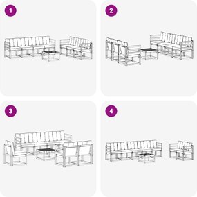 vidaXL Σειρά Καναπέ Εξωτερικού με μαξιλάρι 8 pcs Λευκό και Μπεζ