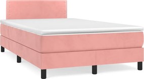 vidaXL Κρεβάτι Boxspring με Στρώμα Ροζ 120x200 εκ. Βελούδινο