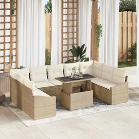 vidaXL Σετ Καναπέ Κήπου 10 pcs μπεζ και κρεμ 100 x 55 x 73 εκ