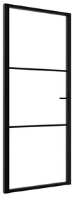 Πόρτα Εσωτερική Μαύρη 93 x 201,5 εκ. από Γυαλί ESG / Αλουμίνιο - Μαύρο