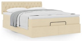 vidaXL Οθωμανικό κρεβάτι με στρώμα Cream 140x190cm ύφασμα