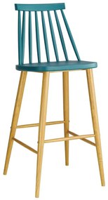 WOODWELL LAVIDA Σκαμπό BAR με Πλάτη, Μέταλλο Βαφή Φυσικό, PP Μπλε 43x49x76/107cm ΕΜ153,5