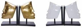 Bokstøtte DKD Home Decor Λευκό Χρυσό Ρητίνη Σύγχρονη Πρόσωπο 30,5 x 10 x 22 cm (x2)